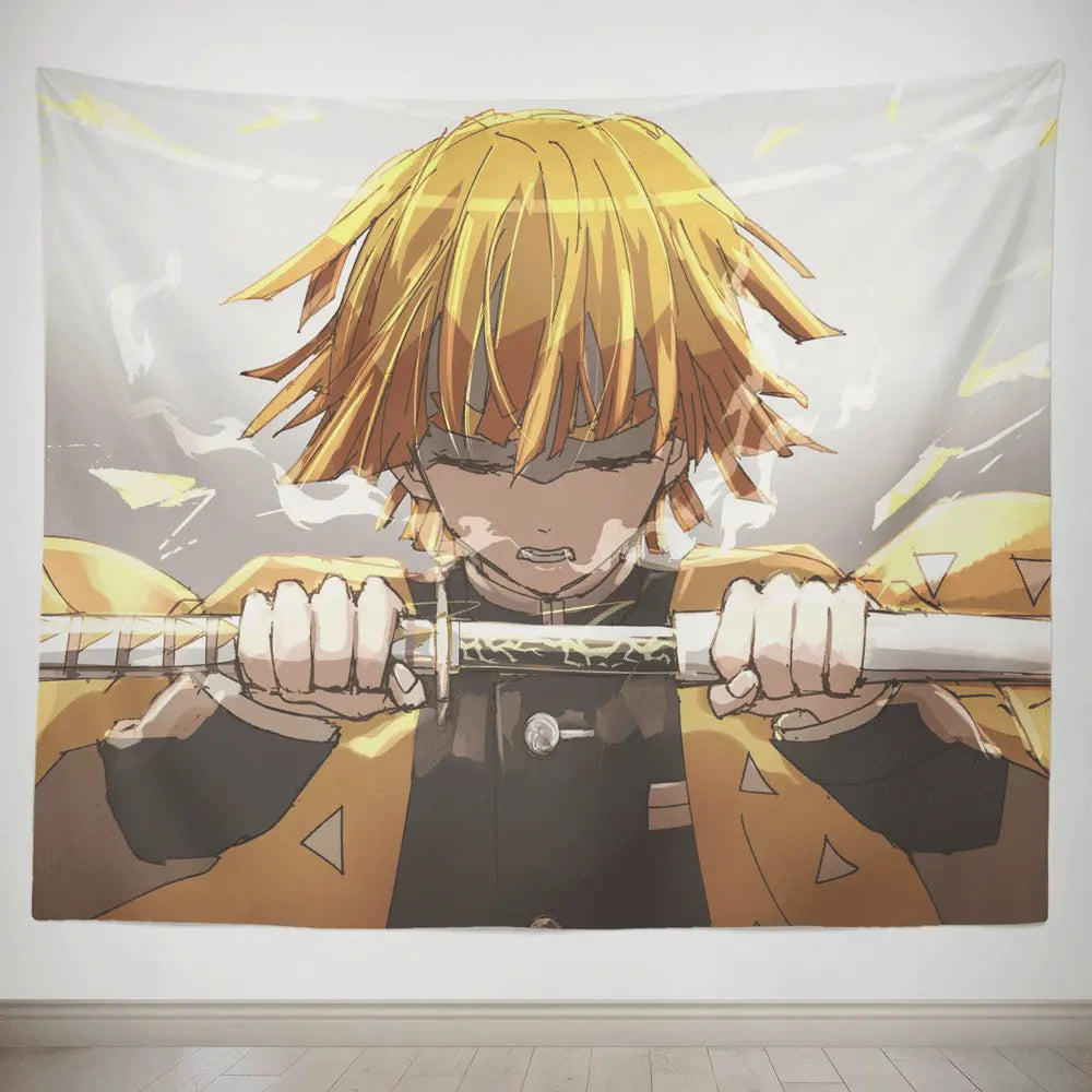 Demon Slayer Zenitsu Hekireki Issen Tapestry-Taspetry-Monkey Ninja-100cm * 150cm-Monkey Ninja