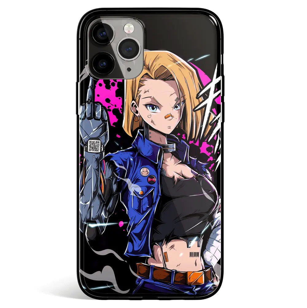 Dragon Ball Android 18 Street Style Tempered Glass Soft Silicone iPhone Case-Phone Case-Monkey Ninja-iPhone 17-Glass Case-Monkey Ninja