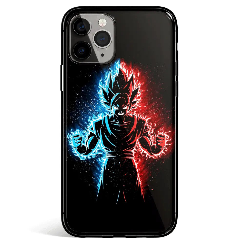 Dragon Ball Goku Color Silhouette Tempered Glass Soft Silicone iPhone Case-Phone Case-Monkey Ninja-iPhone 17-Glass Case-Monkey Ninja