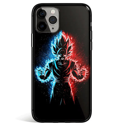 Dragon Ball Goku Color Silhouette Tempered Glass Soft Silicone iPhone Case-Phone Case-Monkey Ninja-iPhone 17-Glass Case-Monkey Ninja