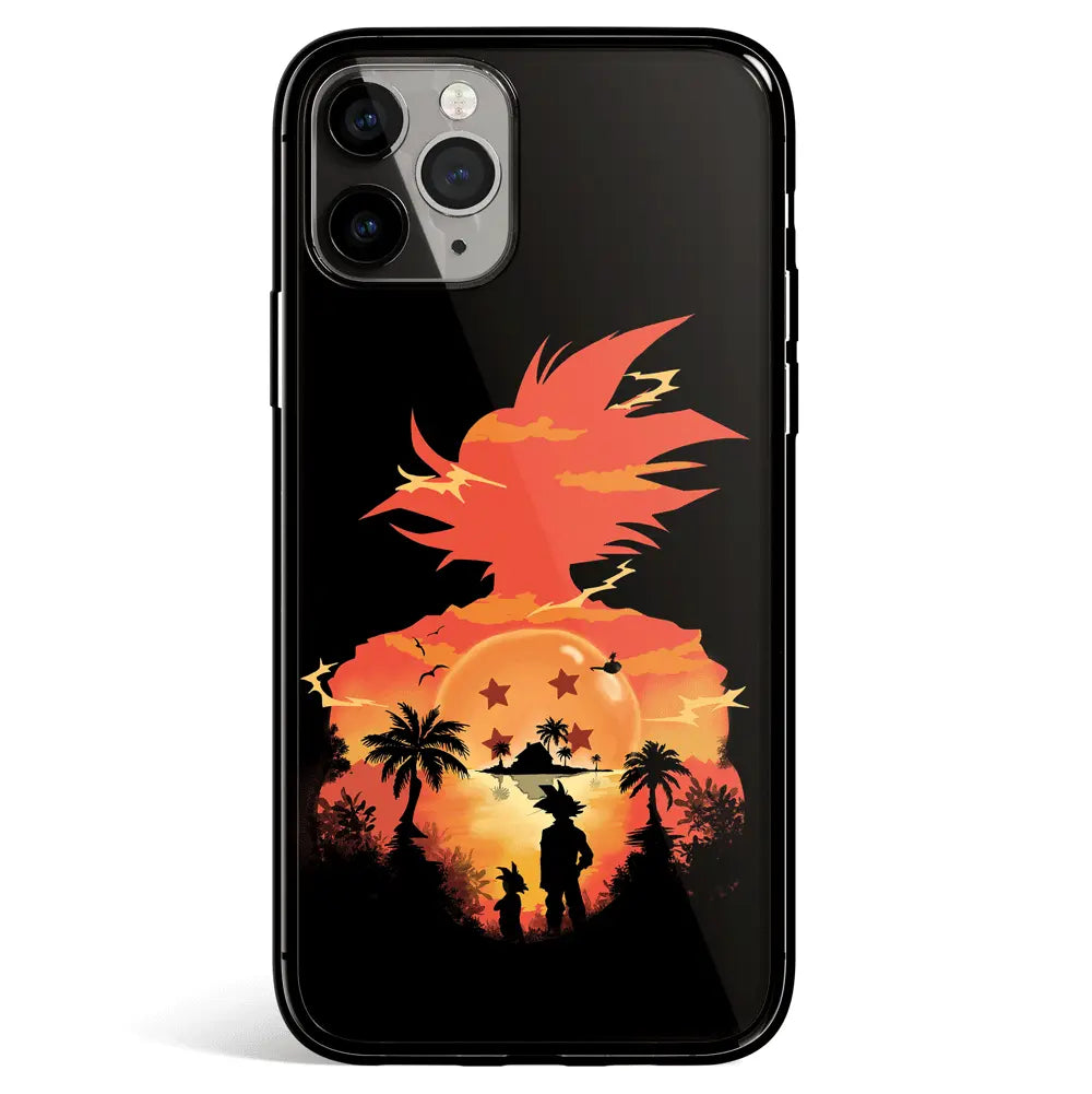 Dragon Ball Goku Gohan Landscape Tempered Glass Soft Silicone iPhone Case-Phone Case-Monkey Ninja-iPhone 17-Glass Case-Monkey Ninja