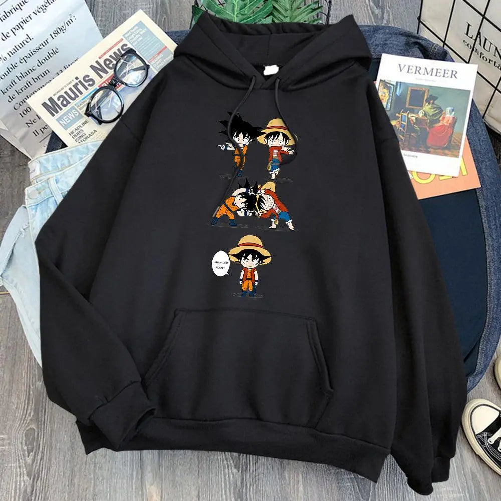 Dragon Ball Goku and Luffy Hoodie-Clothing-Monkey Ninja-Black-S-Monkey Ninja