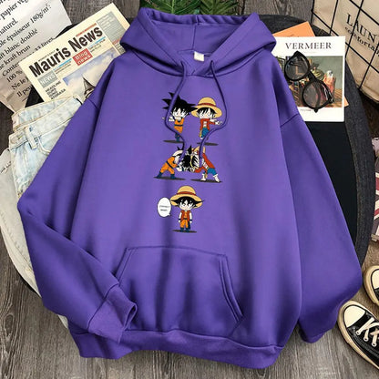 Dragon Ball Goku and Luffy Hoodie-Clothing-Monkey Ninja-Purple-S-Monkey Ninja