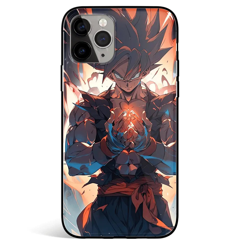 Dragon Ball Kakarot Son Goku Tempered Glass Soft Silicone iPhone Case-Phone Case-Monkey Ninja-iPhone 17-Glass Case-Monkey Ninja