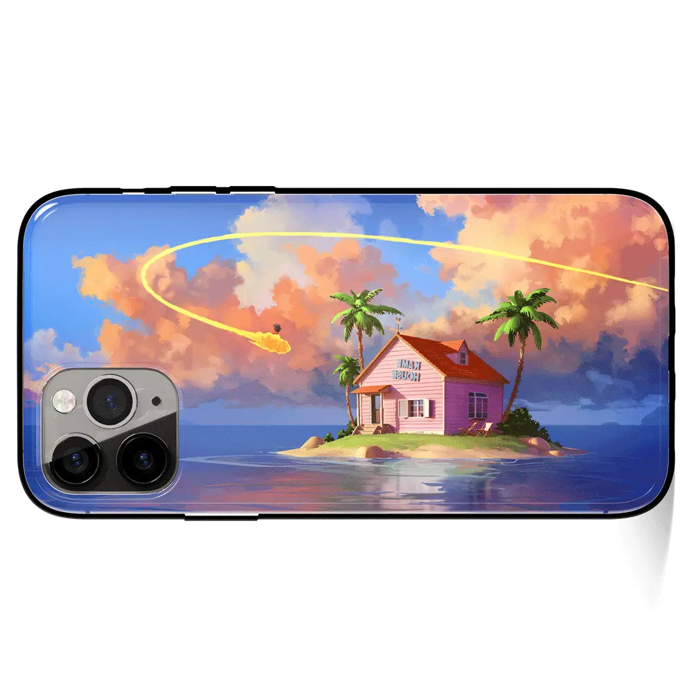 Dragon Ball Kame House Horizontal Version Tempered Glass Soft Silicone iPhone Case-Phone Case-Monkey Ninja-iPhone 17-Glass Case-Monkey Ninja