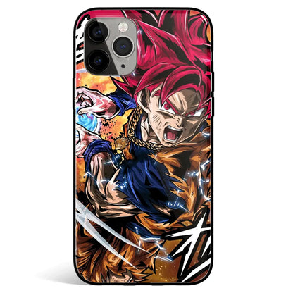 Dragon Ball Red Hair Goku Tempered Glass Soft Silicone iPhone Case-Phone Case-Monkey Ninja-iPhone 17-Glass Case-Monkey Ninja
