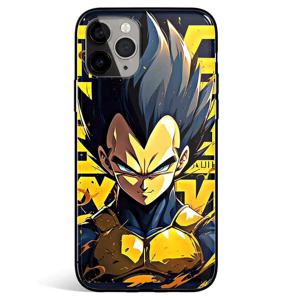 Dragon Ball Vegeta Original Form Tempered Glass Soft Silicone iPhone Case-Phone Case-Monkey Ninja-iPhone 17-Glass Case-Monkey Ninja