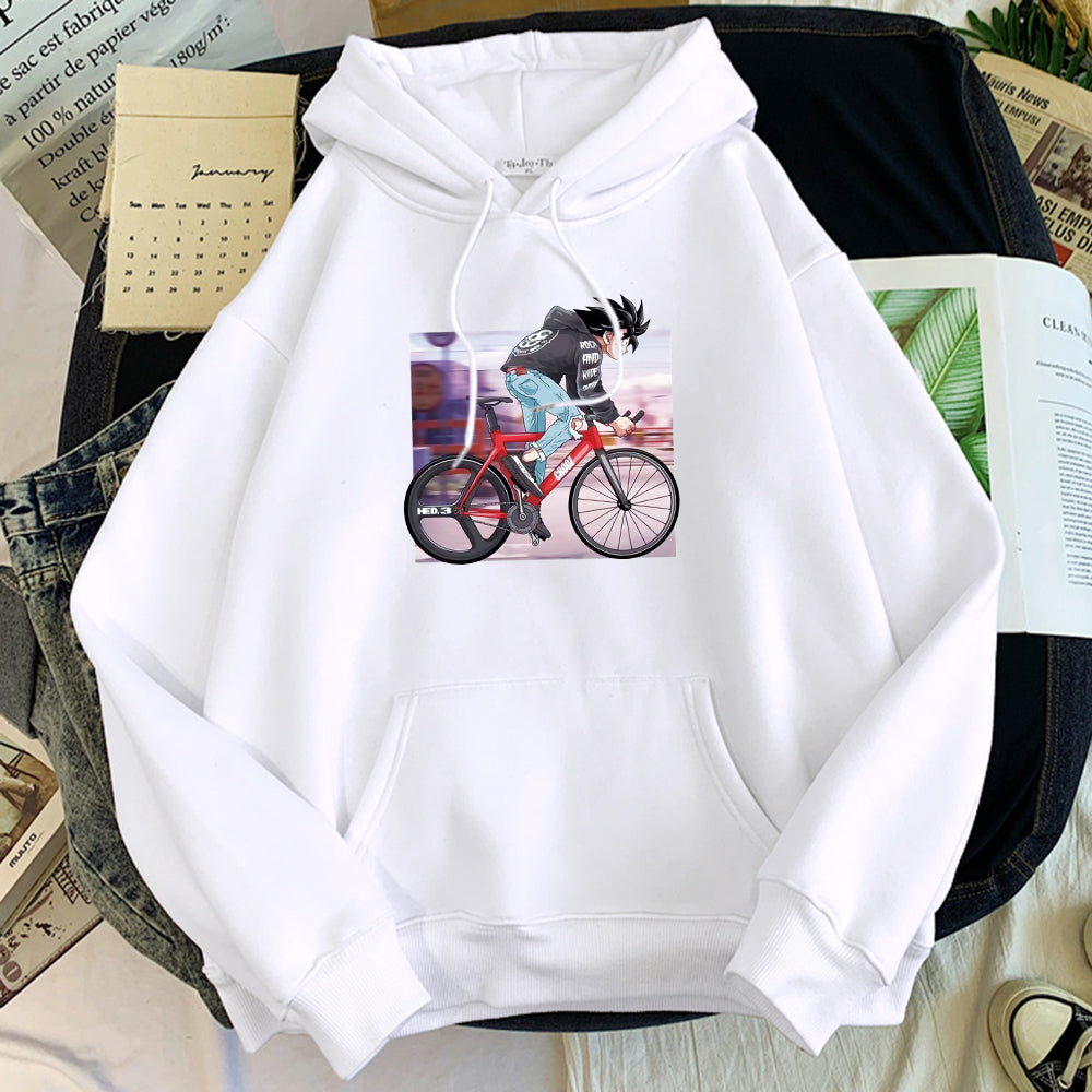 Dragon Ball Goku on Bike Hoodie-Clothing-Monkey Ninja-White-S-Monkey Ninja