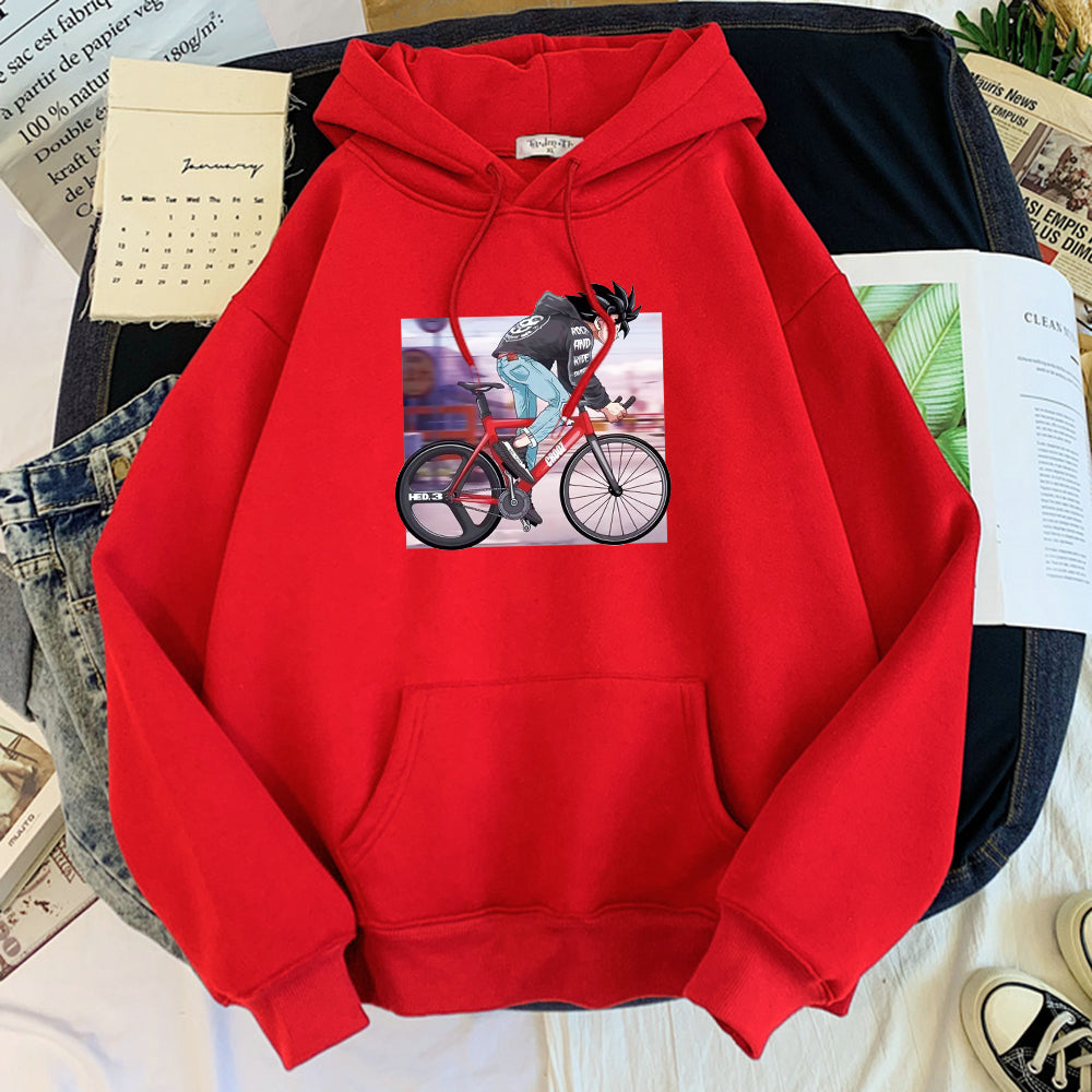 Dragon Ball Goku on Bike Hoodie-Clothing-Monkey Ninja-Red-S-Monkey Ninja