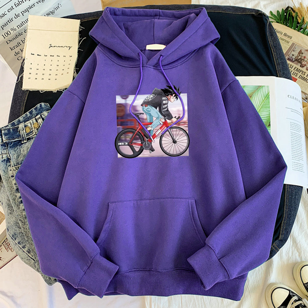 Dragon Ball Goku on Bike Hoodie-Clothing-Monkey Ninja-Purple-S-Monkey Ninja