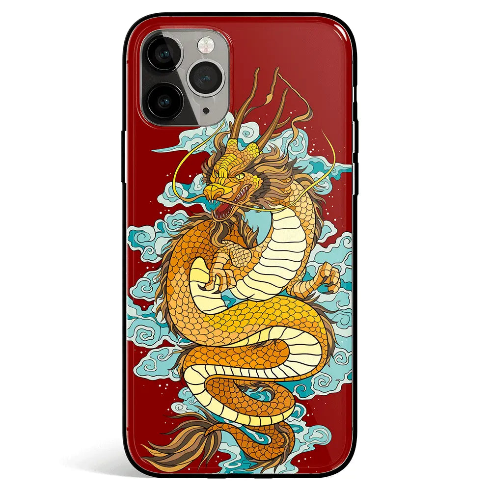 Eastern Dragon iPhone Tempered Glass Soft Silicone Phone Case-Feature Print Phone Case-Monkey Ninja-iPhone 16-Glass Case-Monkey Ninja