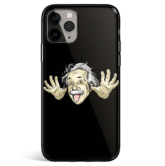 Einstein Cute iPhone Tempered Glass Soft Silicone Phone Case-Feature Print Phone Case-Monkey Ninja-iPhone 17-Glass Case-Monkey Ninja