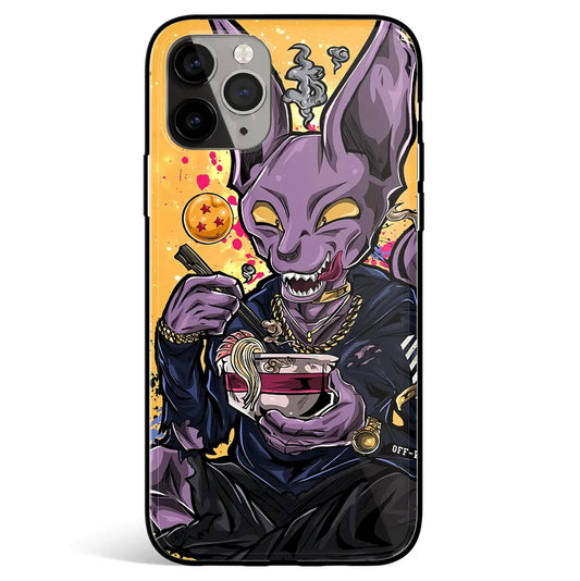 Fanart Stylish Beerus Tempered Glass Soft Silicone iPhone Case-Phone Case-Monkey Ninja-iPhone 17-Beerus-Glass Case-Monkey Ninja