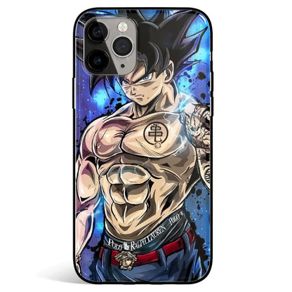 Fanart Stylish Goku Tempered Glass Soft Silicone iPhone Case-Phone Case-Monkey Ninja-iPhone 17-Goku-Glass Case-Monkey Ninja