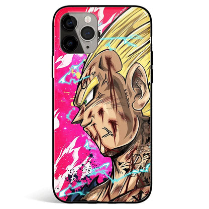 Fanart Stylish Vegeta Tempered Glass Soft Silicone iPhone Case-Phone Case-Monkey Ninja-iPhone 17-Vegeta-Glass Case-Monkey Ninja