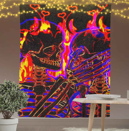 Flaming Skull Lover Tapestry-Taspetry-Wallarts Lab-100cm * 150cm-Monkey Ninja