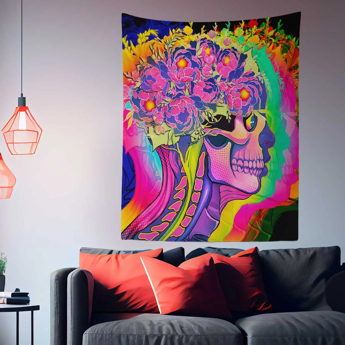 Floral Skeleton Tapestry-Taspetry-Wallarts Lab-100cm * 150cm-Monkey Ninja