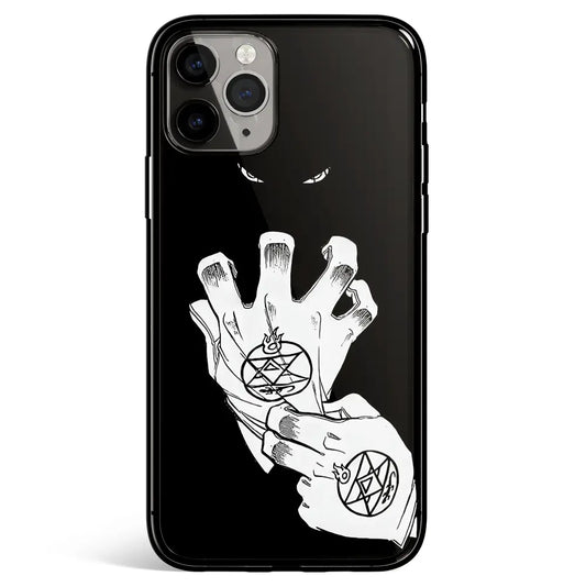 Fullmetal Alchemist Mustang Hand Tempered Glass Soft Silicone iPhone Case-Phone Case-Monkey Ninja-iPhone 17-Glass Case-Monkey Ninja