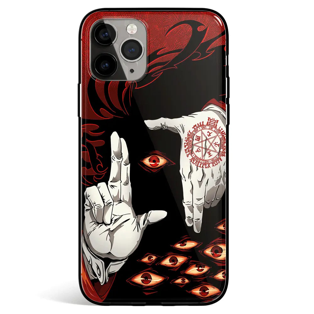Hellsing Alucard Gesture Colorful Tempered Glass Soft Silicone iPhone Case-Phone Case-Monkey Ninja-iPhone 17-Glass Case-Monkey Ninja