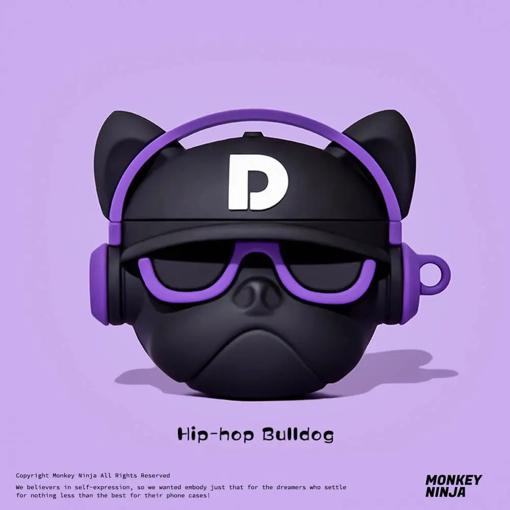 Hip-Hop Bulldog Airpods Case- 2 Colors-Airpods Case-Monkey Ninja-Airpods 1/2-Purple-Monkey Ninja