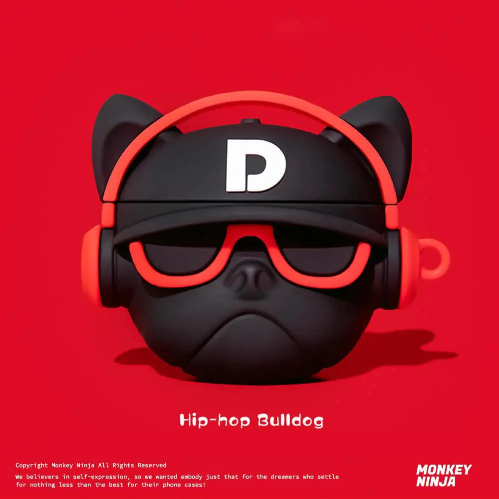 Hip-Hop Bulldog Airpods Case- 2 Colors-Airpods Case-Monkey Ninja-Airpods 1/2-Red-Monkey Ninja