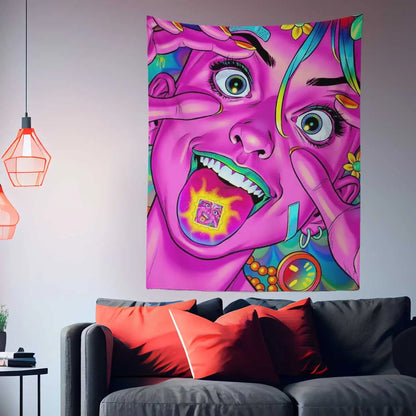 Hippie Acid Girl Tapestry-Taspetry-Wallarts Lab-100cm * 150cm-Monkey Ninja