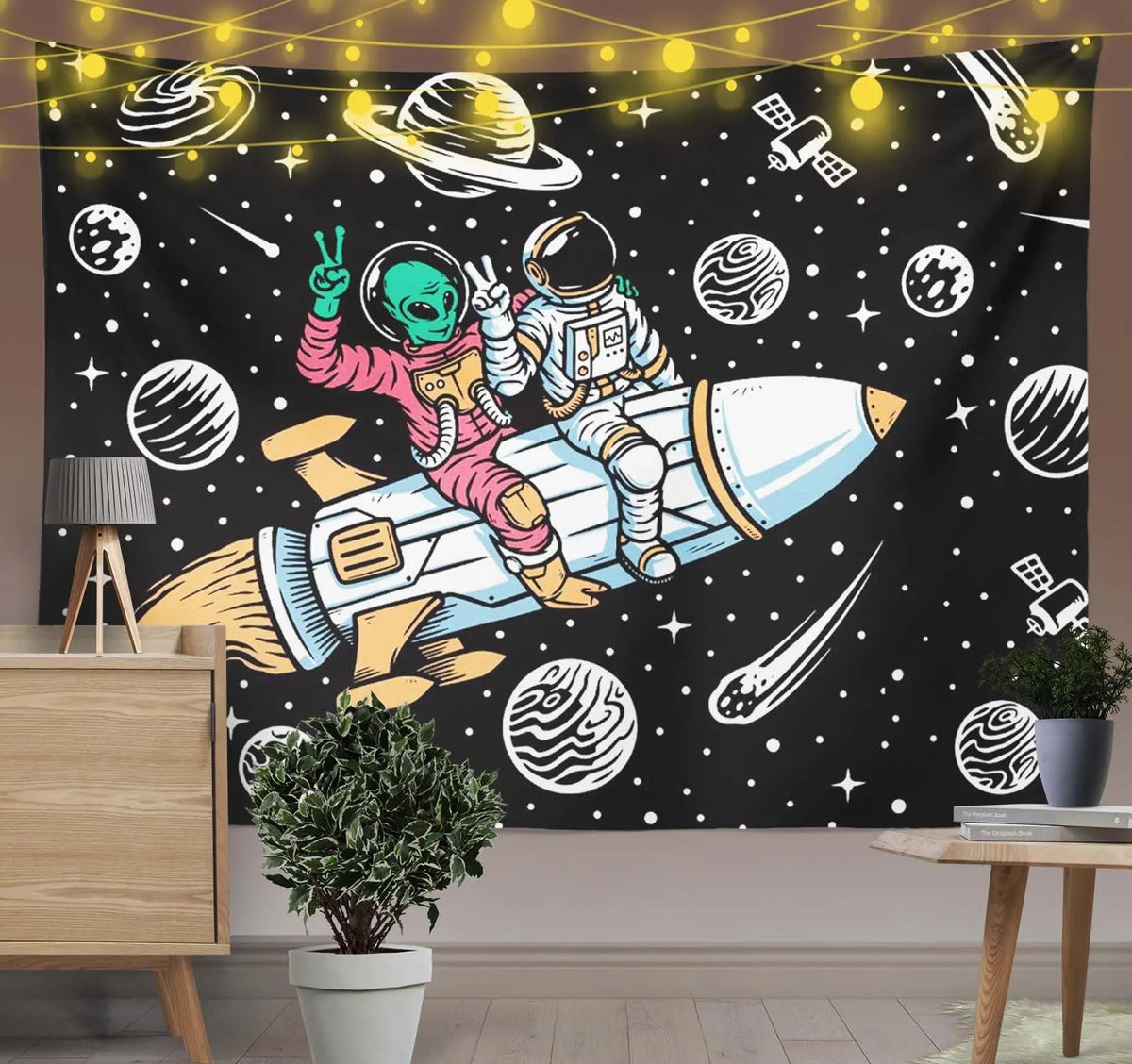 Intergalactic Travel Astronauts Tapestry-Taspetry-Wallarts Lab-100cm * 150cm-Monkey Ninja