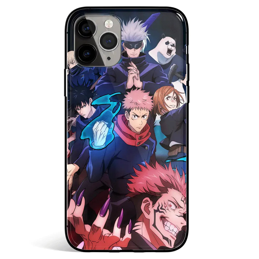 Jujutsu Kaisen All Tempered Glass Soft Silicone iPhone Case-Phone Case-Monkey Ninja-iPhone 17-Glass Case-Monkey Ninja