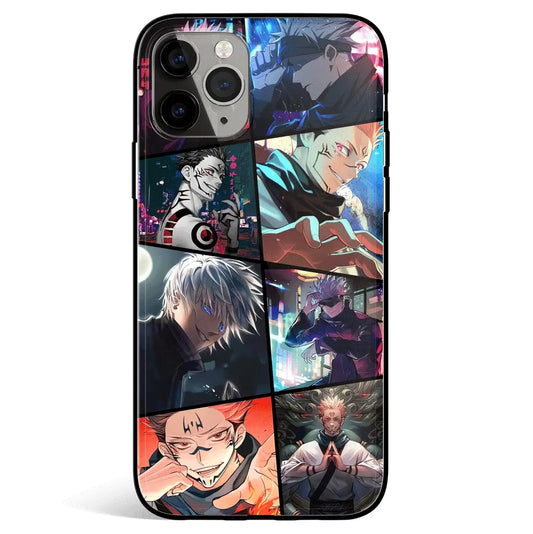 Jujutsu Kaisen Characters Gojo Sukuna Tempered Glass Soft Silicone iPhone Case-Phone Case-Monkey Ninja-iPhone 17-Glass Case-Monkey Ninja