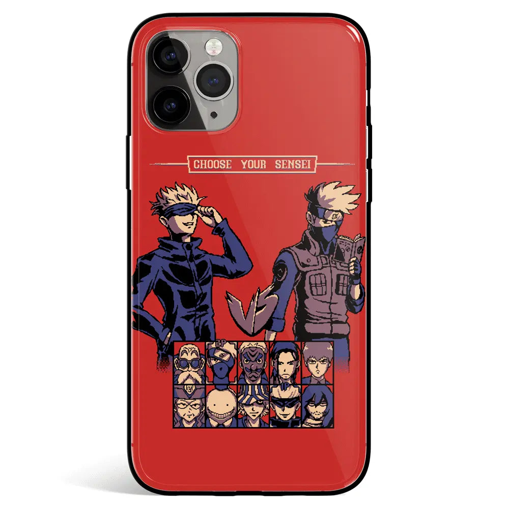Jujutsu Kaisen Choose your Sensei Tempered Glass Soft Silicone iPhone Case-Phone Case-Monkey Ninja-iPhone 17-Glass Case-Monkey Ninja
