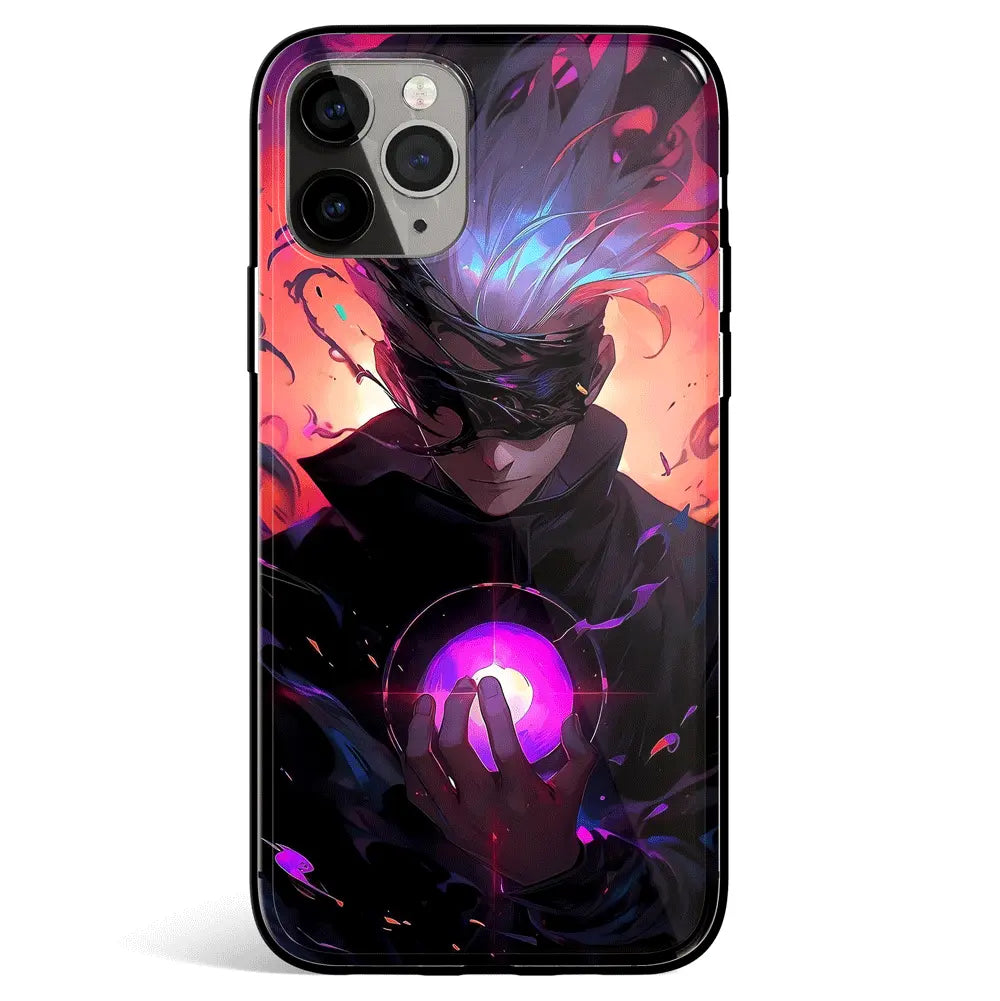 Jujutsu Kaisen Gojo Fanart 2 Tempered Glass Soft Silicone iPhone Case-Phone Case-Monkey Ninja-iPhone 17-Glass Case-Monkey Ninja