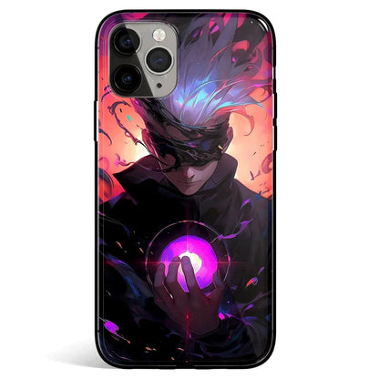 Jujutsu Kaisen Gojo Fanart 2 Tempered Glass Soft Silicone iPhone Case-Phone Case-Monkey Ninja-iPhone 17-Glass Case-Monkey Ninja