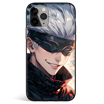 Jujutsu Kaisen Gojo Fanart 3 Tempered Glass Soft Silicone iPhone Case-Phone Case-Monkey Ninja-iPhone 17-Glass Case-Monkey Ninja