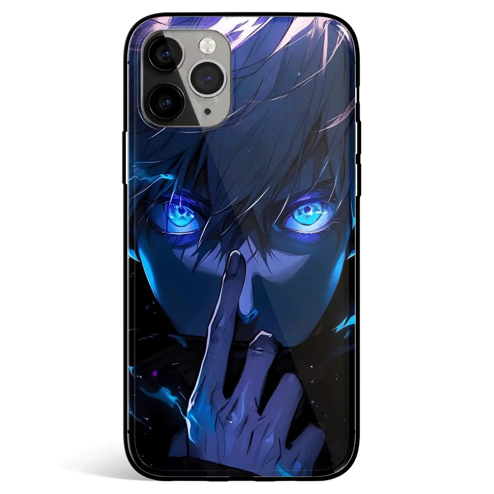 Jujutsu Kaisen Gojo Fanart Tempered Glass Soft Silicone iPhone Case-Phone Case-Monkey Ninja-iPhone 17-Glass Case-Monkey Ninja