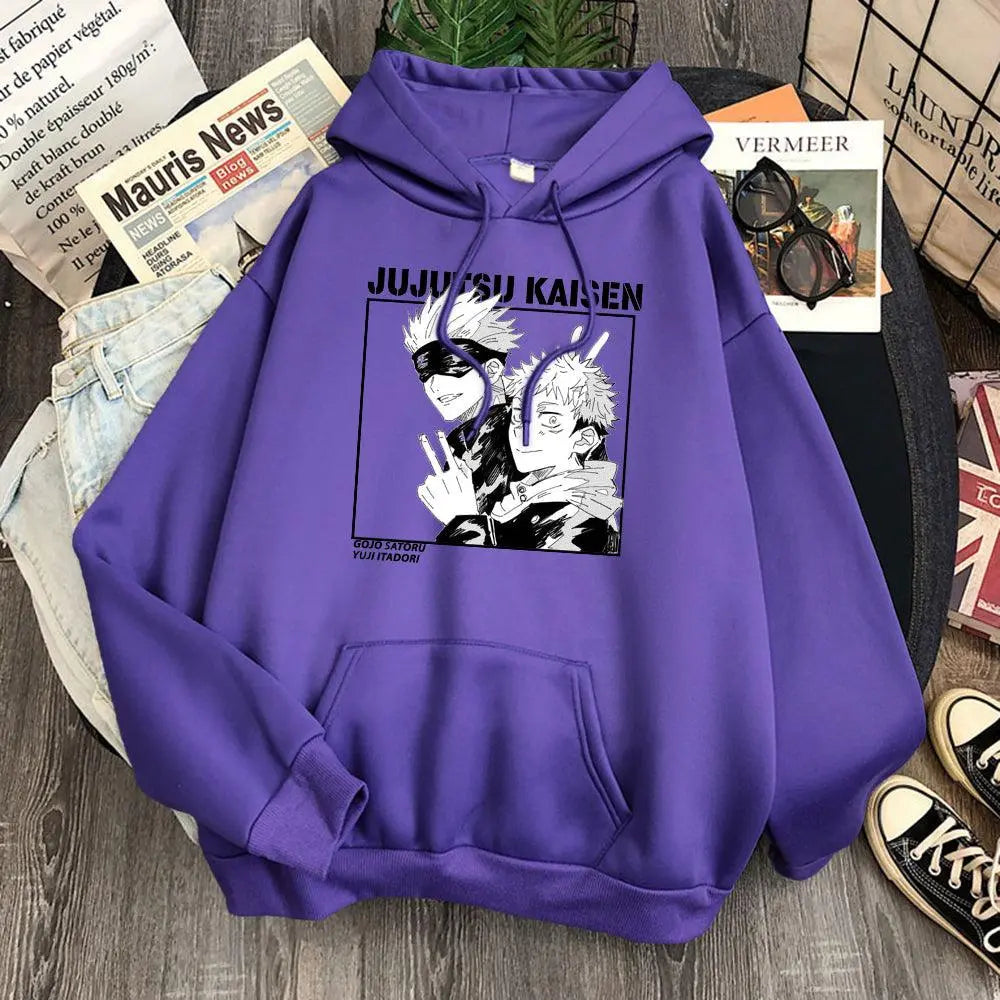 Jujutsu Kaisen Gojo and Yuji Hoodie-Clothing-Monkey Ninja-Beige-S