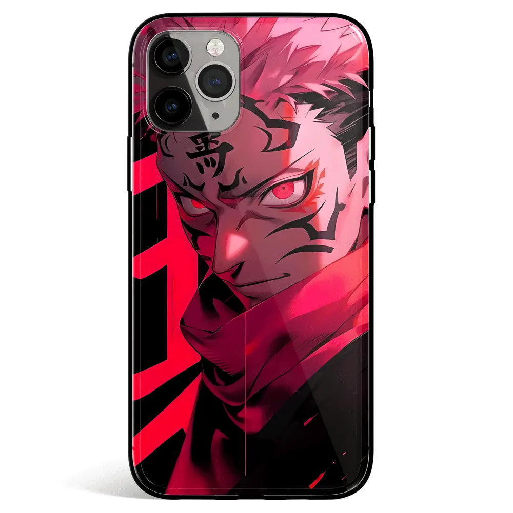 Jujutsu Kaisen Itadori Yuji Eyes Tempered Glass Soft Silicone iPhone Case-Phone Case-Monkey Ninja-iPhone 17-Glass Case-Monkey Ninja
