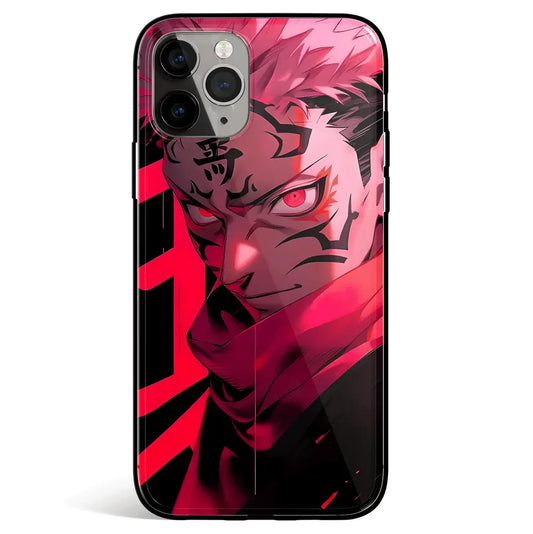 Jujutsu Kaisen Itadori Yuji Eyes Tempered Glass Soft Silicone iPhone Case-Phone Case-Monkey Ninja-iPhone 17-Glass Case-Monkey Ninja