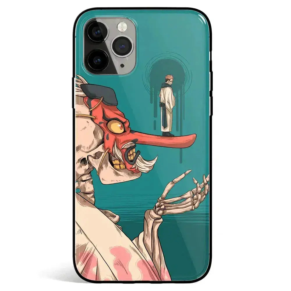 Jujutsu Kaisen Mask Fantasy World Tempered Glass Soft Silicone iPhone Case-Phone Case-Monkey Ninja-iPhone 17-Glass Case-Monkey Ninja