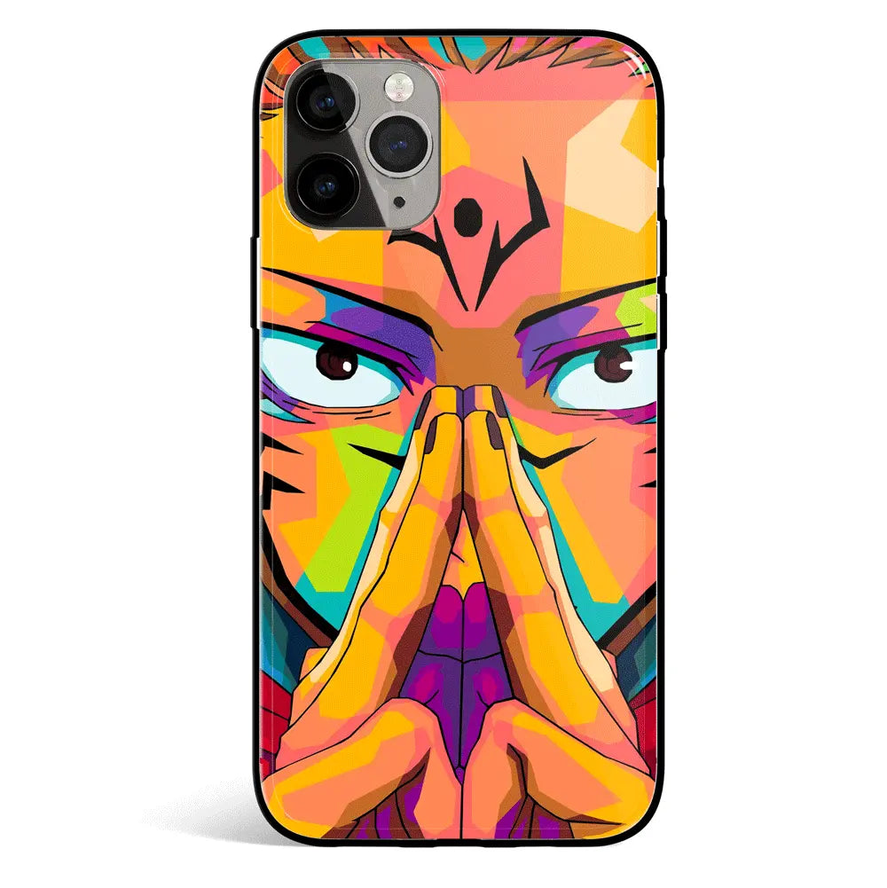 Jujutsu Kaisen Sukuna Eyes Tempered Glass Soft Silicone iPhone Case-Phone Case-Monkey Ninja-iPhone 17-Glass Case-Monkey Ninja