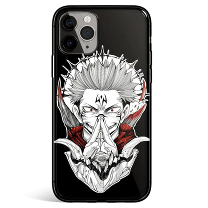 Jujutsu Kaisen Sukuna Malevolent Shrine One Tempered Glass Soft Silicone iPhone Case-Phone Case-Monkey Ninja-iPhone 17-Glass Case-Monkey Ninja