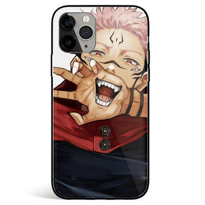 Jujutsu Kaisen Sukuna Mouth Tempered Glass Soft Silicone iPhone Case-Phone Case-Monkey Ninja-iPhone 17-Glass Case-Monkey Ninja
