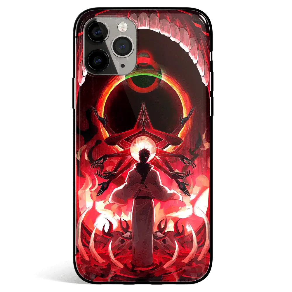 Jujutsu Kaisen The Disgraced One Sukuna Tempered Glass Soft Silicone iPhone Case-Phone Case-Monkey Ninja-iPhone 17-Glass Case-Monkey Ninja