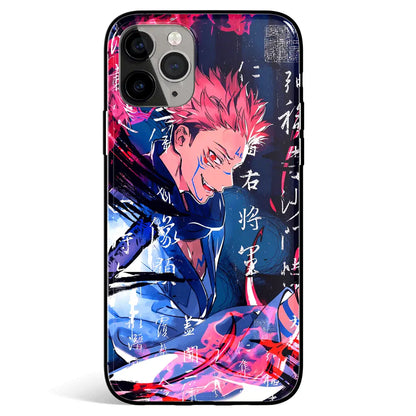 Jujutsu Kaisen Yuji Japanese Style 2 Tempered Glass Soft Silicone iPhone Case-Phone Case-Monkey Ninja-iPhone 17-Glass Case-Monkey Ninja