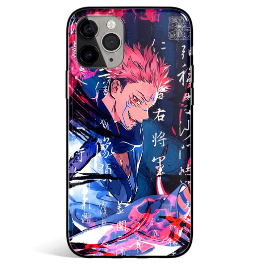 Jujutsu Kaisen Yuji Japanese Style 2 Tempered Glass Soft Silicone iPhone Case-Phone Case-Monkey Ninja-iPhone 17-Glass Case-Monkey Ninja