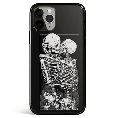 Love to Death Skeleton iPhone Tempered Glass Soft Silicone Phone Case-Feature Print Phone Case-Monkey Ninja-iPhone 17-Glass Case-Monkey Ninja