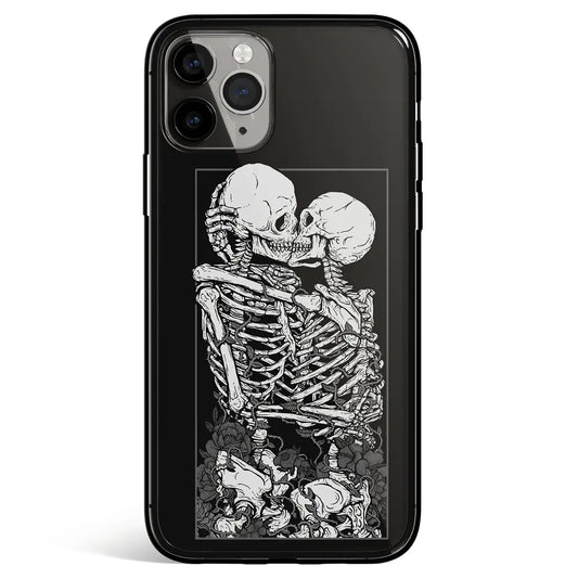 Love to Death Skeleton iPhone Tempered Glass Soft Silicone Phone Case-Feature Print Phone Case-Monkey Ninja-iPhone 17-Glass Case-Monkey Ninja