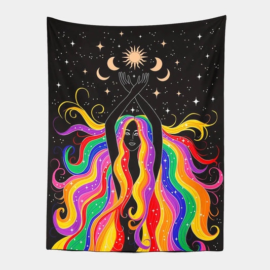 Mermaid Princess Moon Goddess Divination Tapestry-Taspetry-Wallarts Lab-100cm * 150cm-Monkey Ninja
