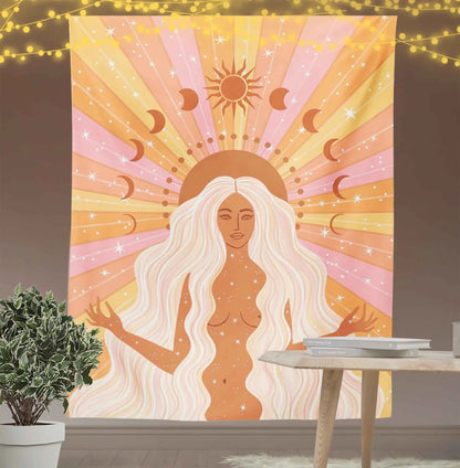 Mermaid Princess Moon Goddess Tapestry-Taspetry-Wallarts Lab-100cm * 150cm-Monkey Ninja