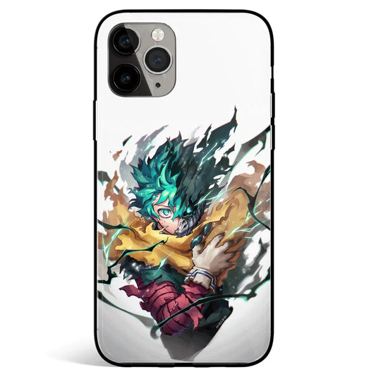 My Hero Academia Deku Sihouette Tempered Glass Soft Silicone iPhone Case-Phone Case-Monkey Ninja-iPhone 17-Glass Case-Monkey Ninja