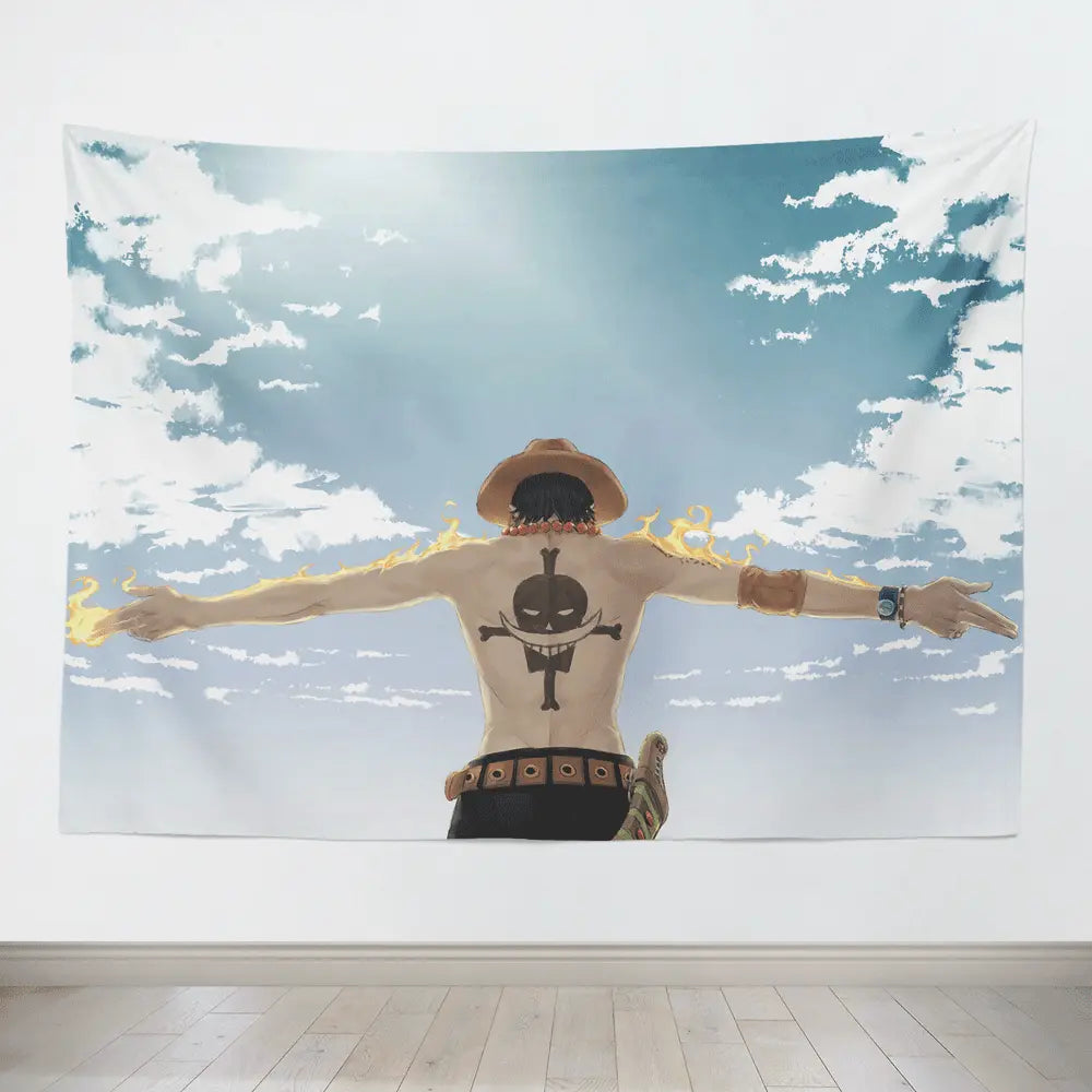 One Piece Ace Fire Whitebeard Tapestry-Taspetry-Monkey Ninja-100cm * 150cm-Monkey Ninja